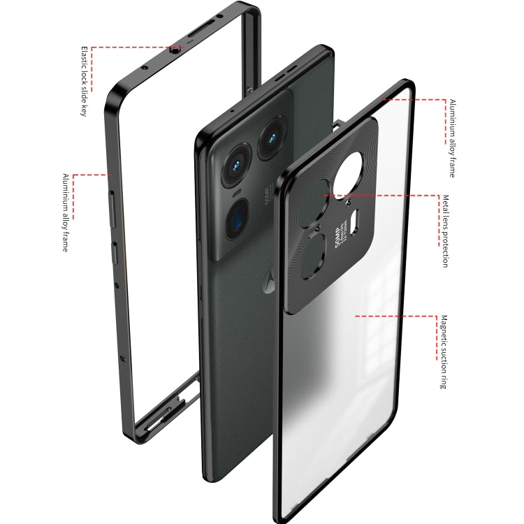 For Motorola Moto X50 Ultra Snap Buckle Metal Frame Frosted Phone Case(Black) - Motorola Cases by buy2fix | Online Shopping UK | buy2fix