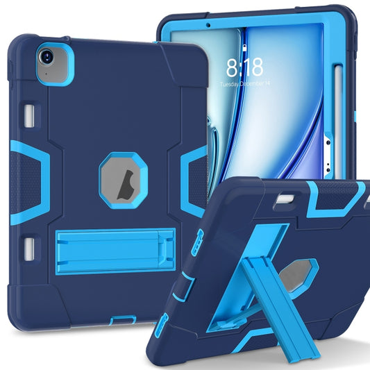For iPad Air 11 2025 / 2024 Contrast Color Silicone Acrylic PC Tablet Case with Holder(Navy Blue) - iPad Air 11 2025 / 2024 Cases by buy2fix | Online Shopping UK | buy2fix