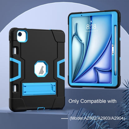 For iPad Air 11 2025 / 2024 Contrast Color Silicone Acrylic PC Tablet Case with Holder(Black Blue) - iPad Air 11 2025 / 2024 Cases by buy2fix | Online Shopping UK | buy2fix