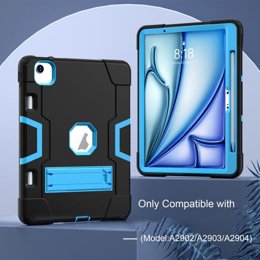 For iPad Air 11 2025 / 2024 Contrast Color Silicone Acrylic PC Tablet Case with Holder(Black Blue) - iPad Air 11 2025 / 2024 Cases by buy2fix | Online Shopping UK | buy2fix