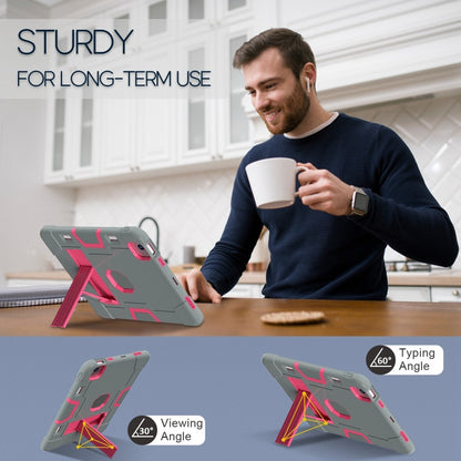 For iPad Air 11 2025 / 2024 Contrast Color Silicone Acrylic PC Tablet Case with Holder(Grey Rose Red) - iPad Air 11 2025 / 2024 Cases by buy2fix | Online Shopping UK | buy2fix