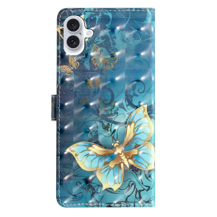For iPhone 16 3D Pattern Leather Phone Case(3D Butterfly) by buy2fix
