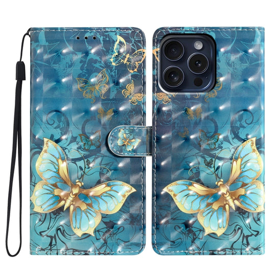For iPhone 16 Pro 3D Pattern Leather Phone Case(3D Butterfly)