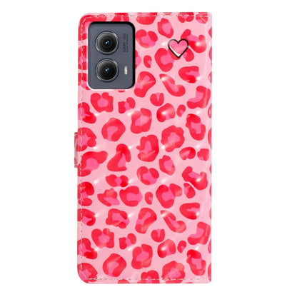 For Motorola Edge 2024 3D Pattern Leather Phone Case(Pink Leopard Print) by buy2fix