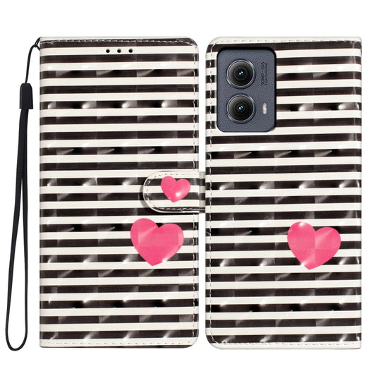 For Motorola Edge 2024 3D Pattern Leather Phone Case(Striped Heart) by buy2fix