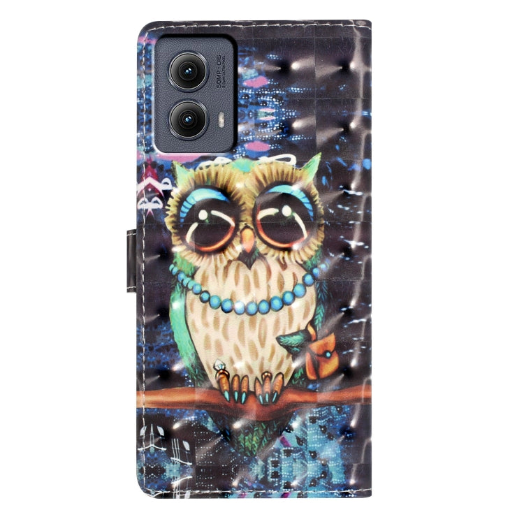 For Motorola Edge 2024 3D Pattern Leather Phone Case(Big-eyed owl) by buy2fix