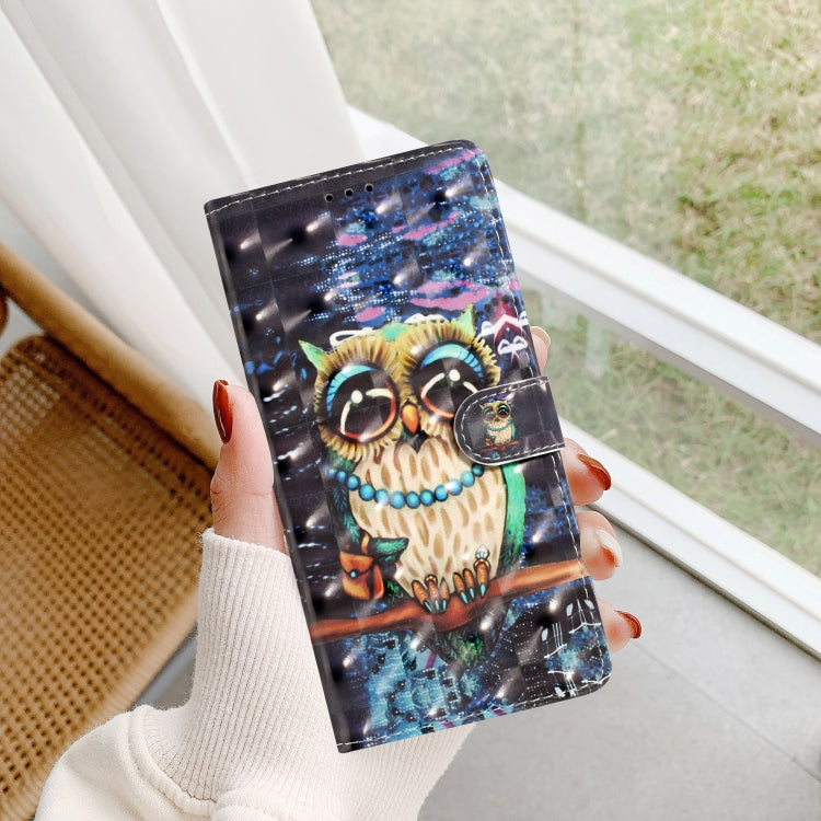 For Motorola Edge 2024 3D Pattern Leather Phone Case(Big-eyed owl) by buy2fix