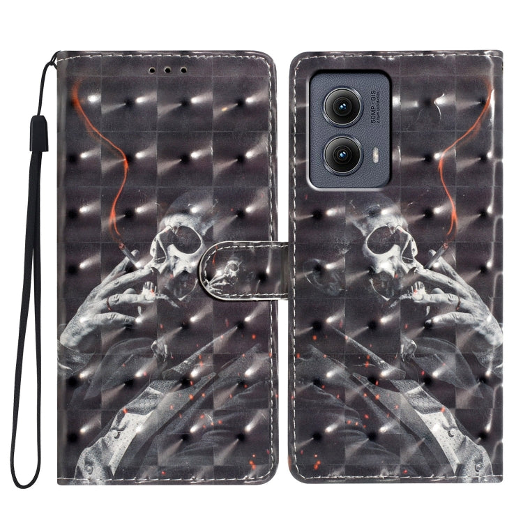 For Motorola Edge 2024 3D Pattern Leather Phone Case(Skull) by buy2fix