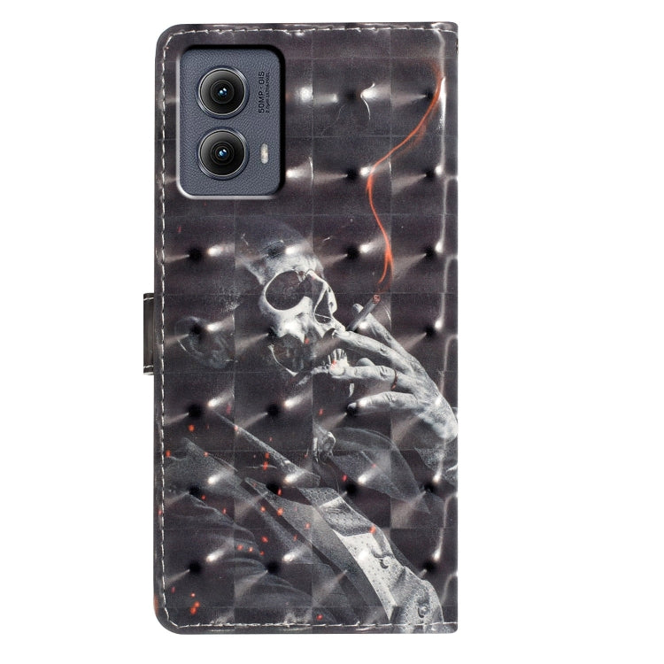 For Motorola Edge 2024 3D Pattern Leather Phone Case(Skull) by buy2fix