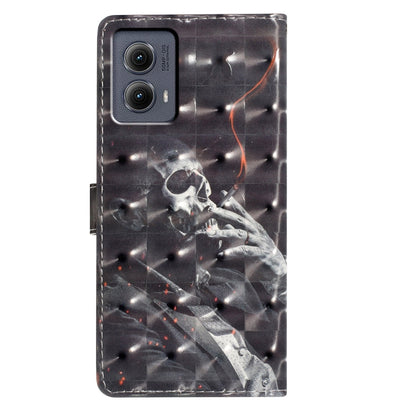For Motorola Edge 2024 3D Pattern Leather Phone Case(Skull) by buy2fix