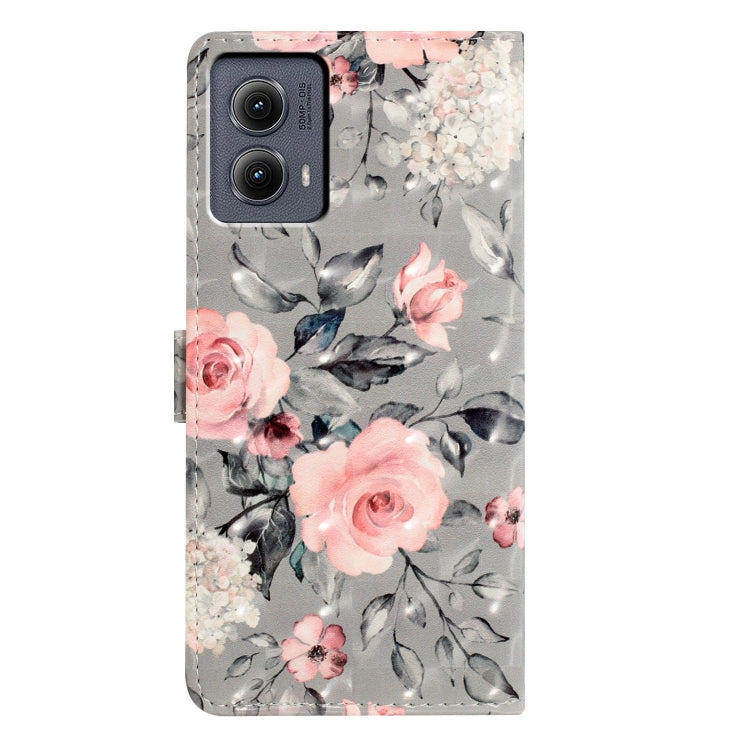 For Motorola Edge 2024 3D Pattern Leather Phone Case(Gray Base Flower) by buy2fix