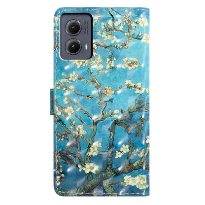 For Motorola Edge 2024 3D Pattern Leather Phone Case(Blue Base Apricot Flower) by buy2fix