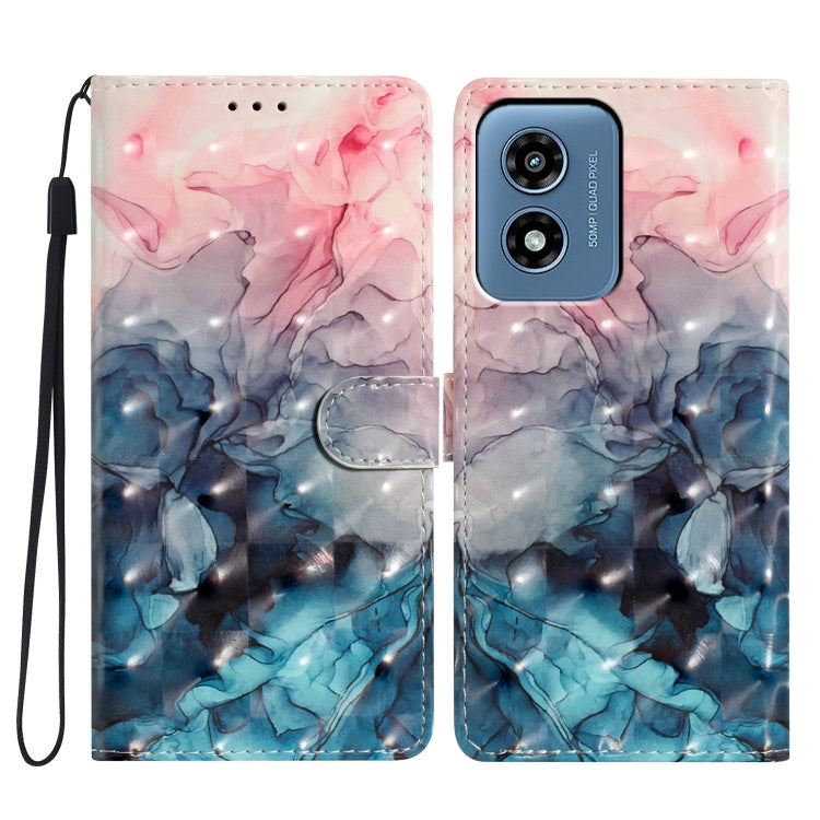 For Motorola Moto G Play 2024 3D Pattern Leather Phone Case(3D Pink Blue Marble) by buy2fix