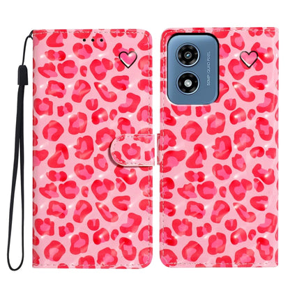 For Motorola Moto G Play 2024 3D Pattern Leather Phone Case(Pink Leopard Print) by buy2fix