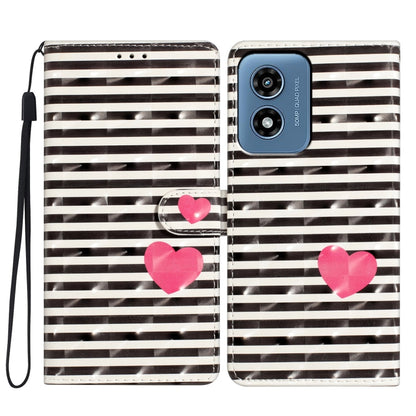 For Motorola Moto G Play 2024 3D Pattern Leather Phone Case(Striped Heart) by buy2fix
