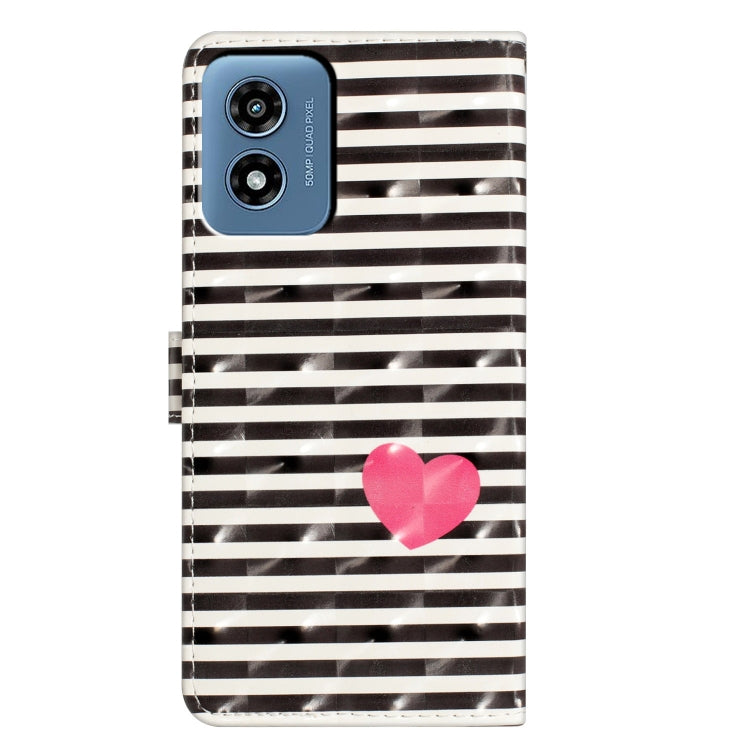 For Motorola Moto G Play 2024 3D Pattern Leather Phone Case(Striped Heart) by buy2fix