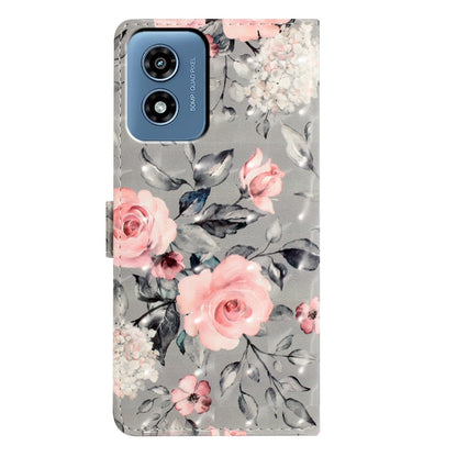 For Motorola Moto G Play 2024 3D Pattern Leather Phone Case(Gray Base Flower) by buy2fix
