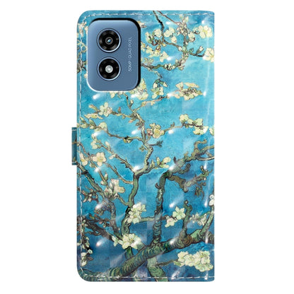For Motorola Moto G Play 2024 3D Pattern Leather Phone Case(Blue Base Apricot Flower) by buy2fix