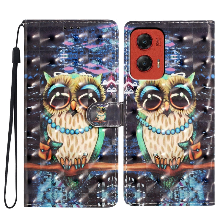 For Motorola Moto G Stylus 5G 2024 3D Pattern Leather Phone Case(Big-eyed owl) by buy2fix