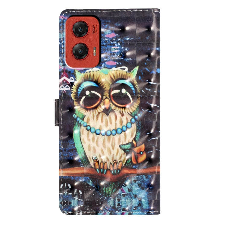 For Motorola Moto G Stylus 5G 2024 3D Pattern Leather Phone Case(Big-eyed owl) by buy2fix