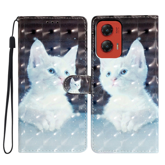 For Motorola Moto G Stylus 5G 2024 3D Pattern Leather Phone Case(White Cat) by buy2fix