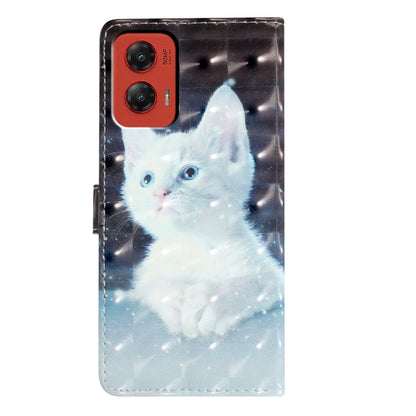 For Motorola Moto G Stylus 5G 2024 3D Pattern Leather Phone Case(White Cat) by buy2fix