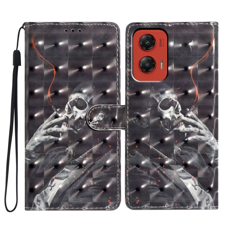 For Motorola Moto G Stylus 5G 2024 3D Pattern Leather Phone Case(Skull) by buy2fix