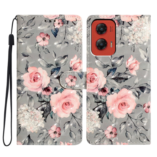 For Motorola Moto G Stylus 5G 2024 3D Pattern Leather Phone Case(Gray Base Flower) by buy2fix
