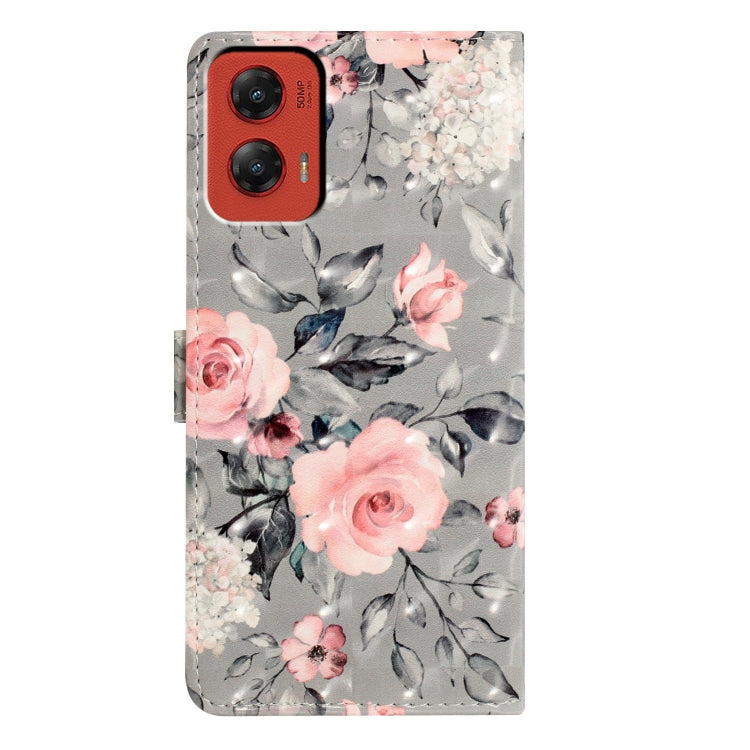 For Motorola Moto G Stylus 5G 2024 3D Pattern Leather Phone Case(Gray Base Flower) by buy2fix