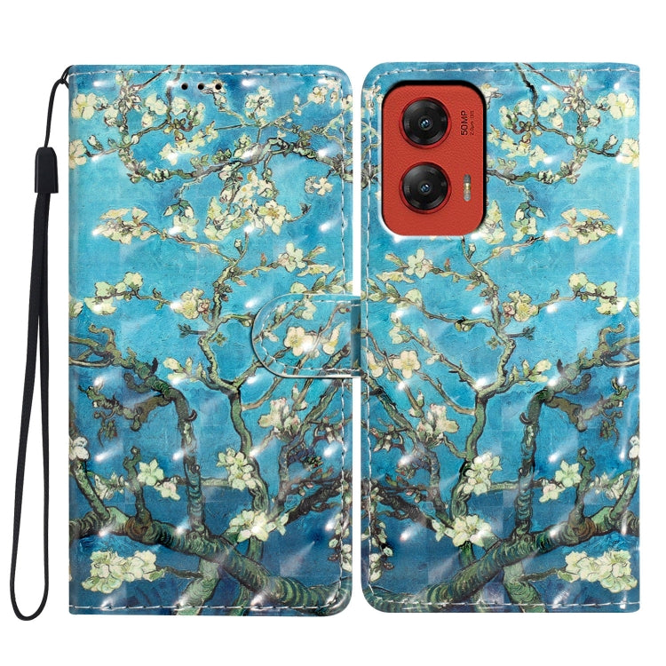 For Motorola Moto G Stylus 5G 2024 3D Pattern Leather Phone Case(Blue Base Apricot Flower) by buy2fix