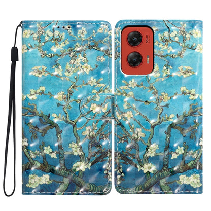 For Motorola Moto G Stylus 5G 2024 3D Pattern Leather Phone Case(Blue Base Apricot Flower) by buy2fix