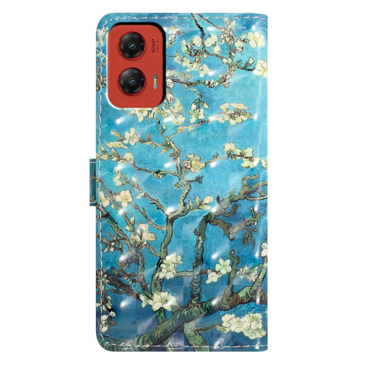 For Motorola Moto G Stylus 5G 2024 3D Pattern Leather Phone Case(Blue Base Apricot Flower) by buy2fix
