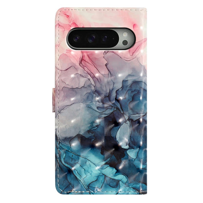 For Google Pixel 9 / 9 Pro 3D Pattern Leather Phone Case(3D Pink Blue Marble) by buy2fix