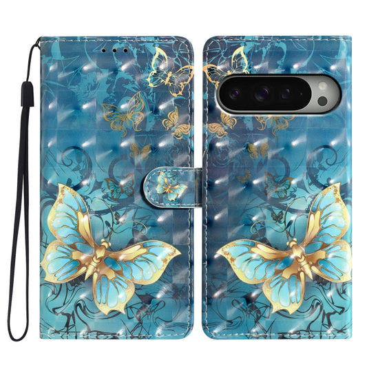 For Google Pixel 9 / 9 Pro 3D Pattern Leather Phone Case(3D Butterfly) by buy2fix