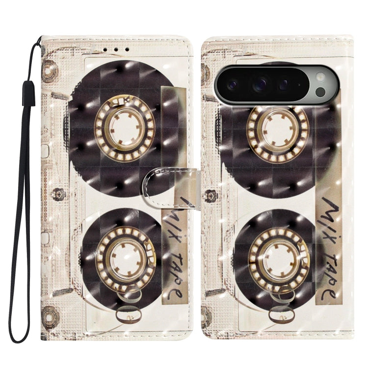 For Google Pixel 9 / 9 Pro 3D Pattern Leather Phone Case(Tape) by buy2fix
