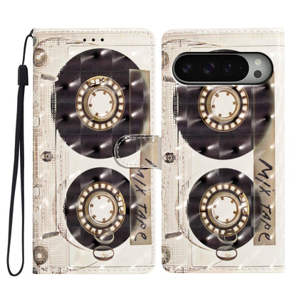 For Google Pixel 9 / 9 Pro 3D Pattern Leather Phone Case(Tape) by buy2fix
