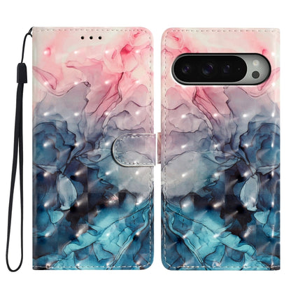 For Google Pixel 9 Pro XL 3D Pattern Leather Phone Case(3D Pink Blue Marble) by buy2fix
