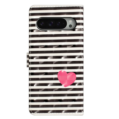 For Google Pixel 9 Pro XL 3D Pattern Leather Phone Case(Striped Heart) by buy2fix