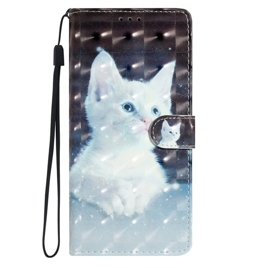 For Google Pixel 9 Pro XL 3D Pattern Leather Phone Case(White Cat) by buy2fix
