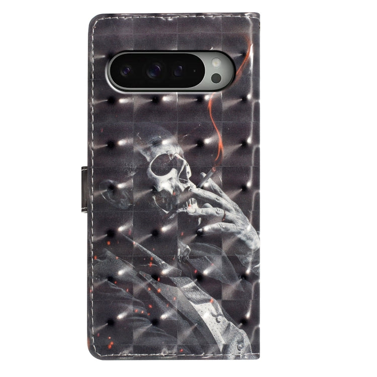 For Google Pixel 9 Pro XL 3D Pattern Leather Phone Case(Skull) by buy2fix