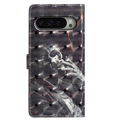 For Google Pixel 9 Pro XL 3D Pattern Leather Phone Case(Skull) by buy2fix