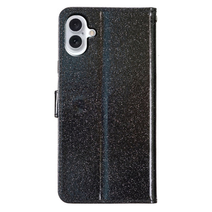 For iPhone 16 Plus Glitter Powder Flip Leather Phone Case(Black) by buy2fix