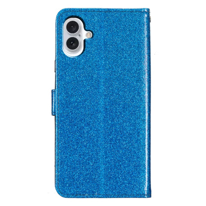 For iPhone 16 Plus Glitter Powder Flip Leather Phone Case(Blue) by buy2fix
