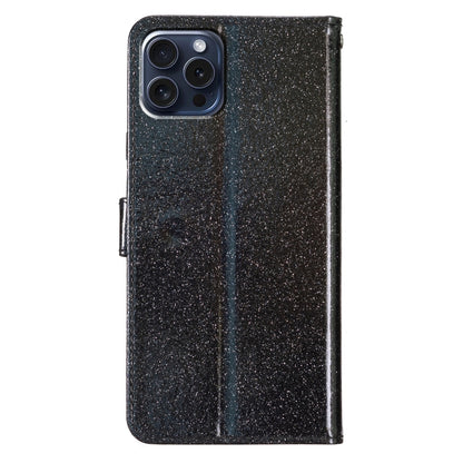 For iPhone 16 Pro Glitter Powder Flip Leather Phone Case(Black) by buy2fix
