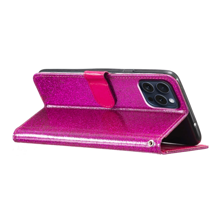 For iPhone 16 Pro Glitter Powder Flip Leather Phone Case(Rose Red) by buy2fix