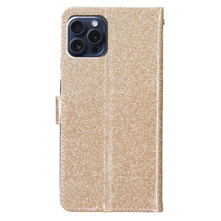 For iPhone 16 Pro Glitter Powder Flip Leather Phone Case(Gold) by buy2fix