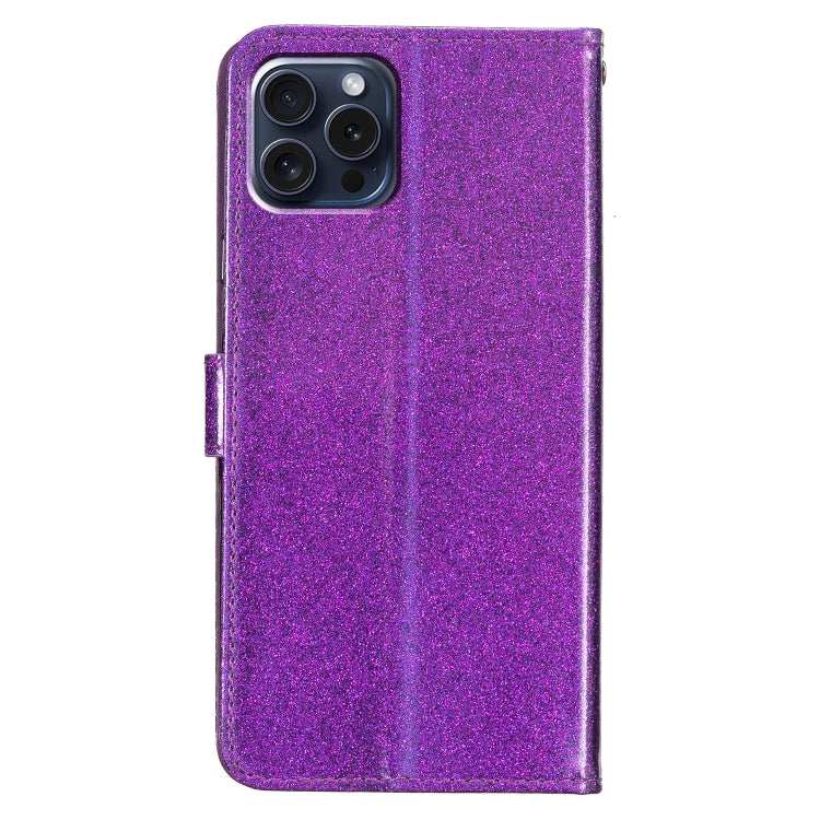 For iPhone 16 Pro Glitter Powder Flip Leather Phone Case(Purple) by buy2fix