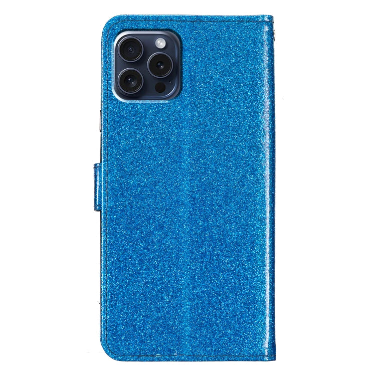 For iPhone 16 Pro Glitter Powder Flip Leather Phone Case(Blue) by buy2fix