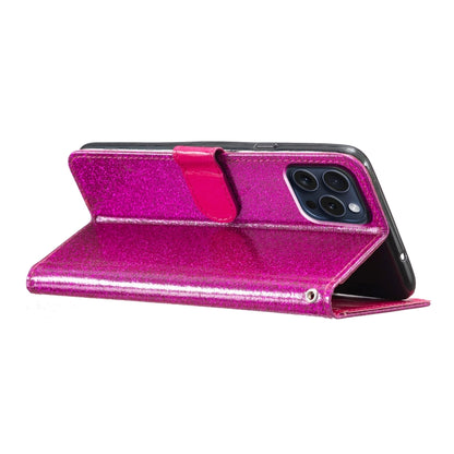 For iPhone 16 Pro Max Glitter Powder Flip Leather Phone Case(Rose Red) by buy2fix