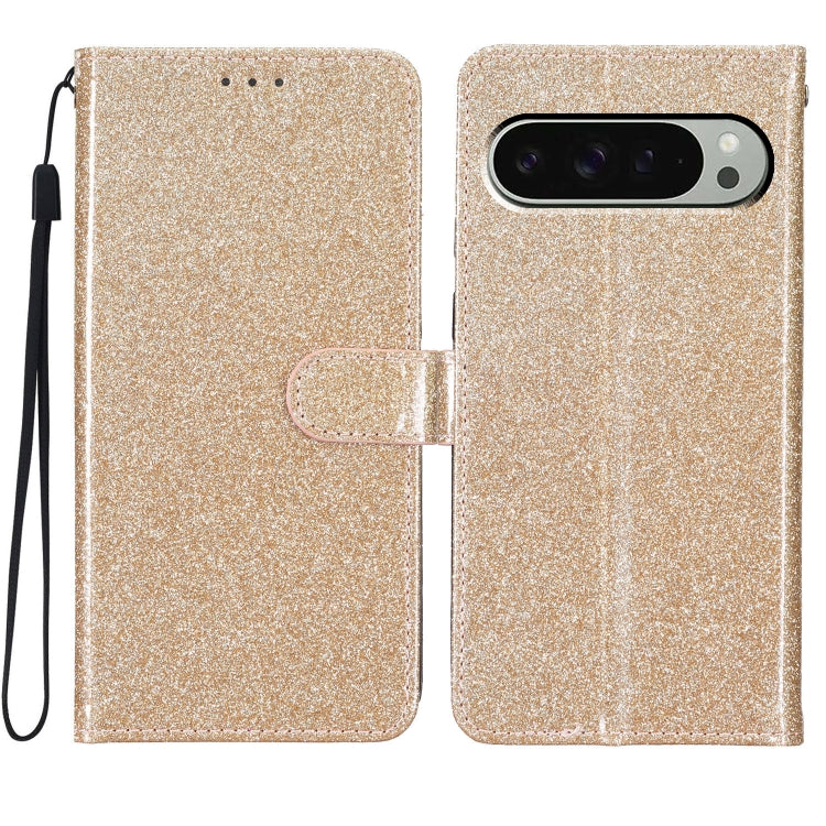 For Google Pixel 9 / 9 Pro Glitter Powder Flip Leather Phone Case(Gold) by buy2fix